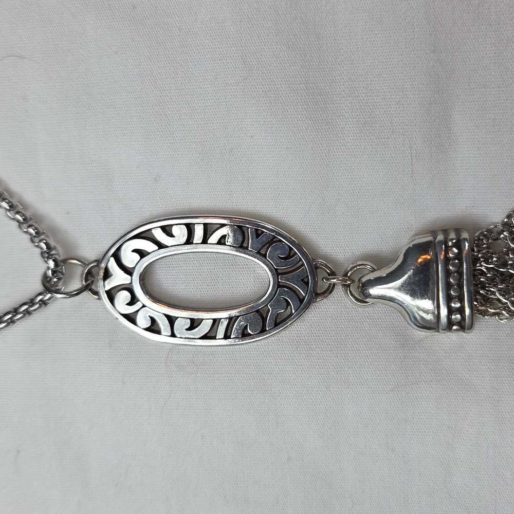 BRIGHTON Silver toned Casablanca Collection Tassle Necklace With Pendant - Picture 5 of 9